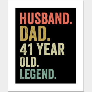 Retro Husband Dad 41 Year Old Legend Vintage 41th birthday Posters and Art
